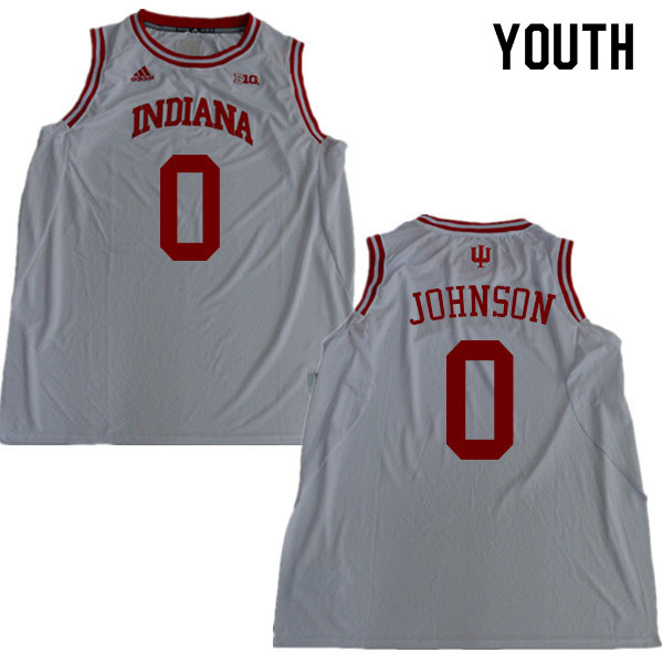 Youth #0 Xavier Johnson Indiana Hoosiers College Basketball Jerseys Sale-White